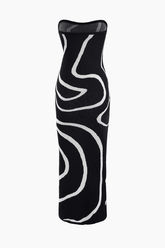 Swirl Stripe Knit Strapless Midi Dress - HouseofHalley